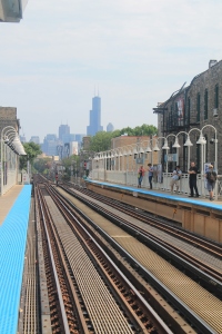 The Blue Line and Chicago in the distance. 